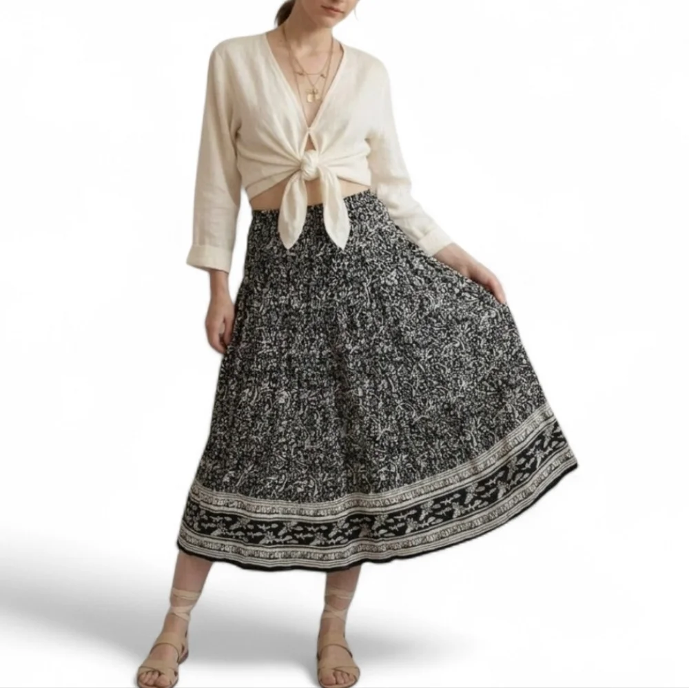 Vintage Derek Heart Boho Broomstick Midi Skirt - Picture 1 of 11